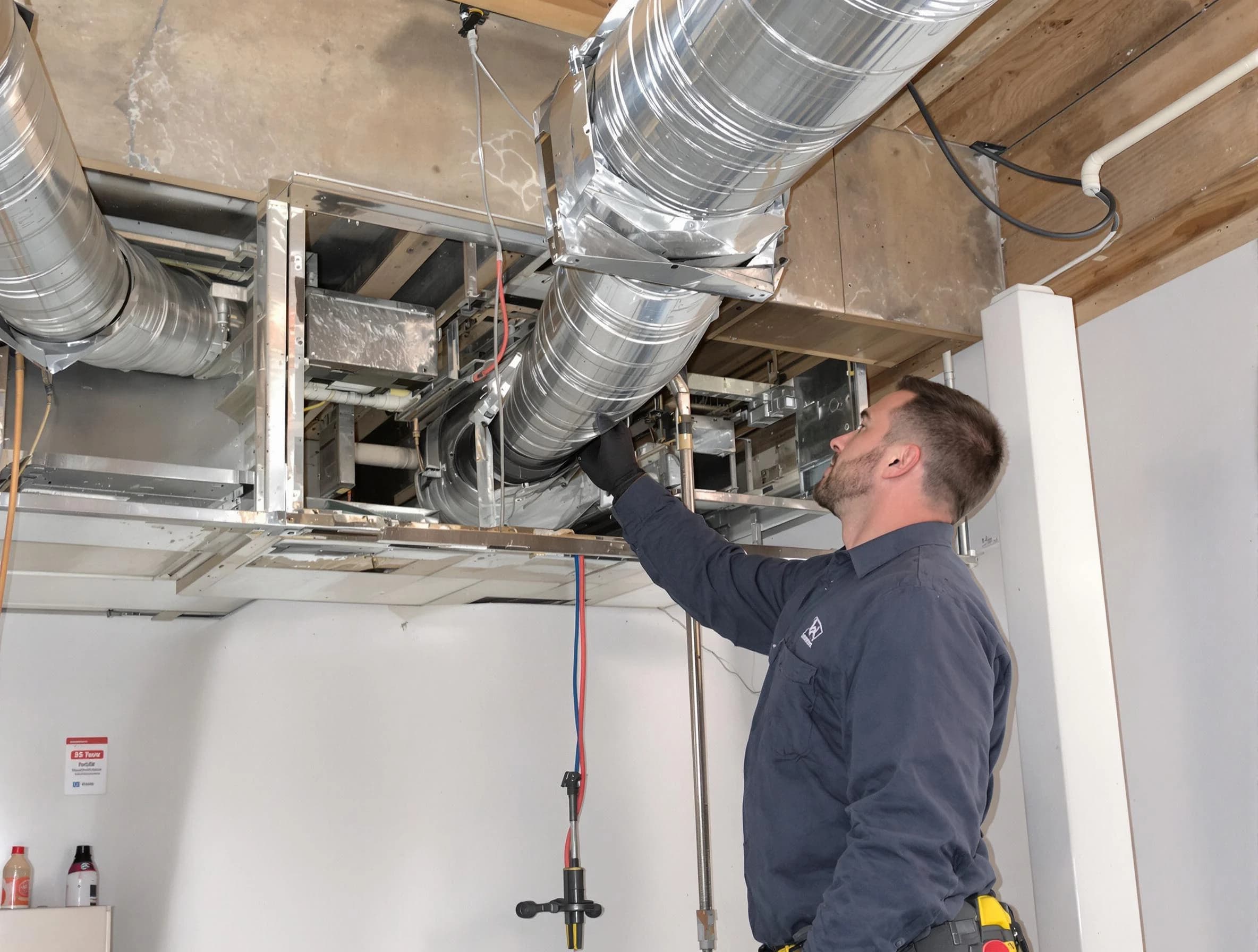 Indio Air Duct Cleaning technician performing professional air duct repair using specialized tools in Indio