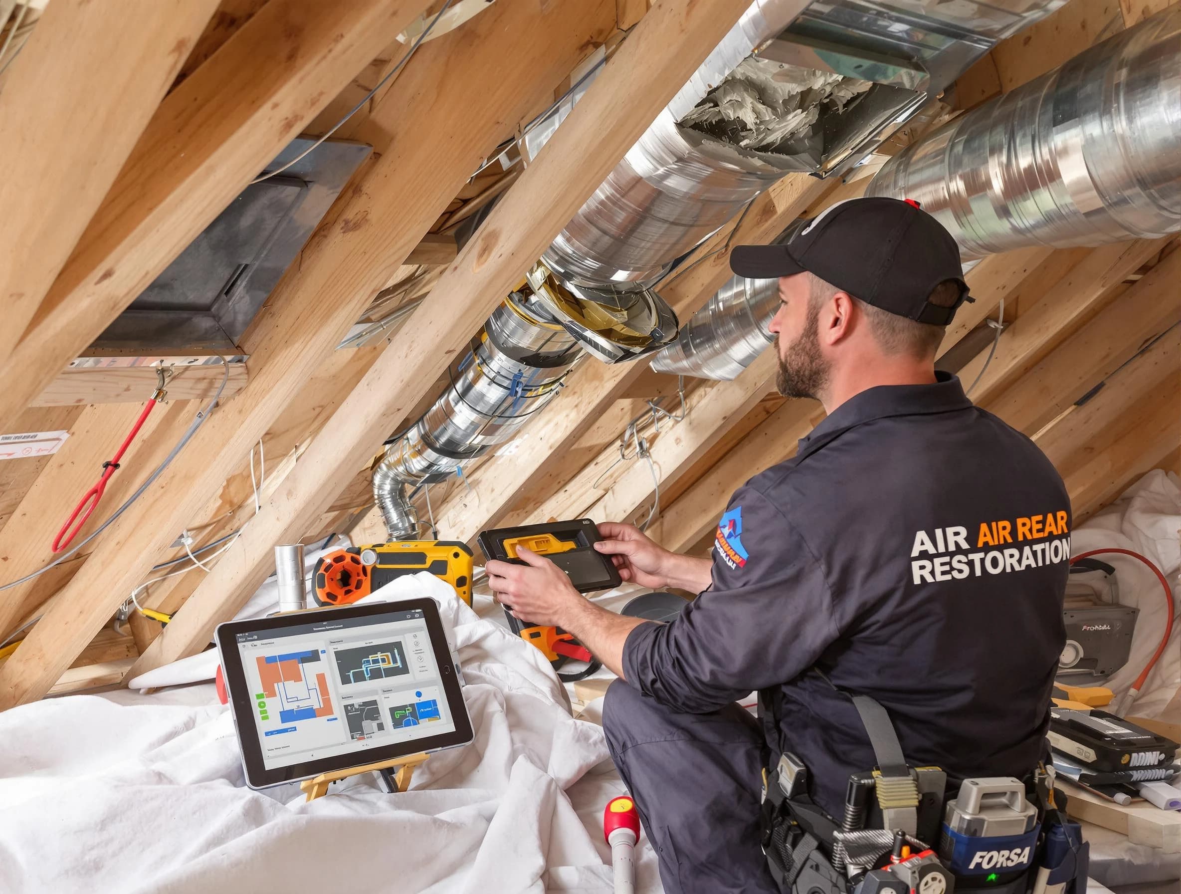 Indio Air Duct Cleaning technician performing precise duct repair work in Indio