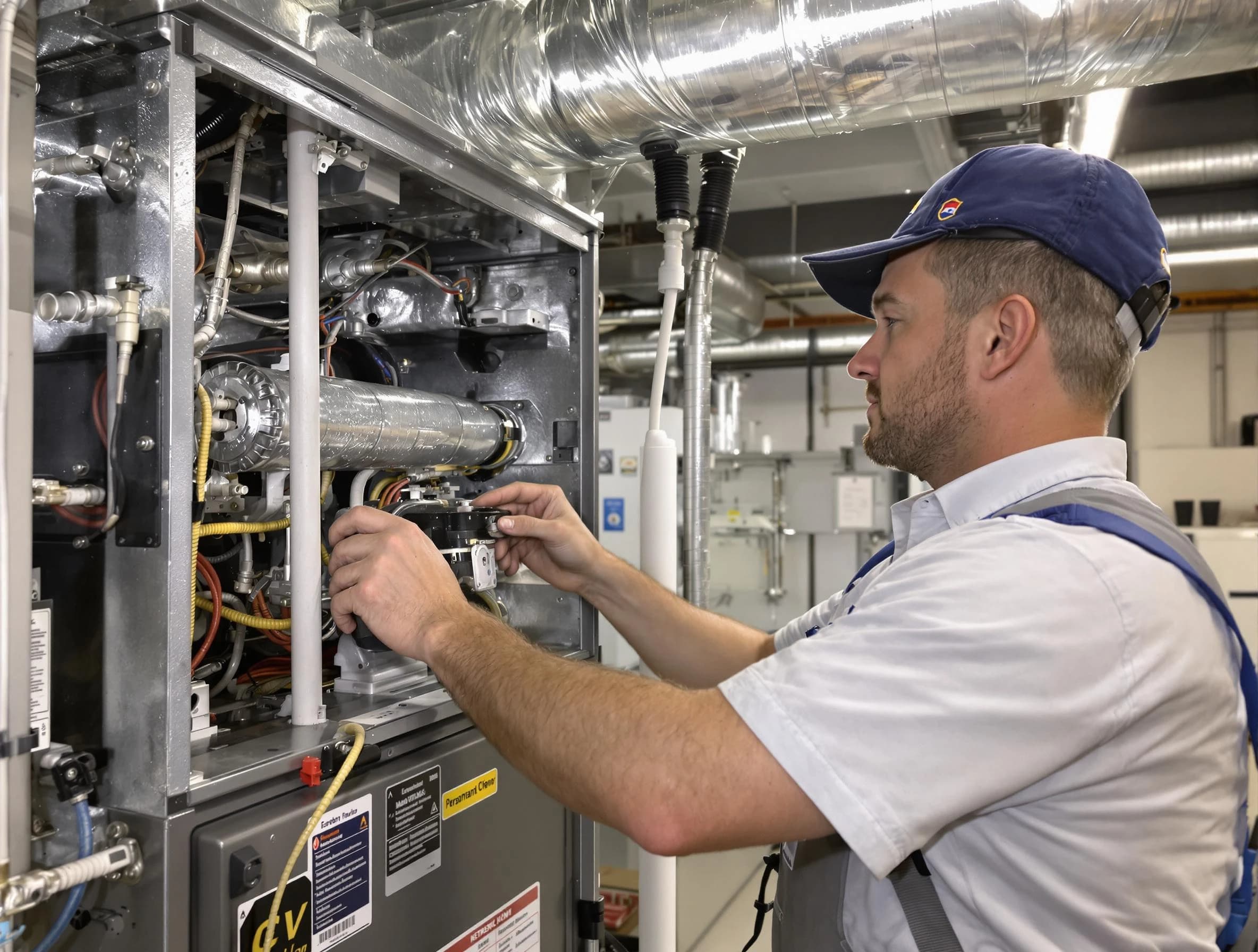 Indio Air Duct Cleaning specialist performing thorough furnace duct cleaning to improve heating efficiency in Indio