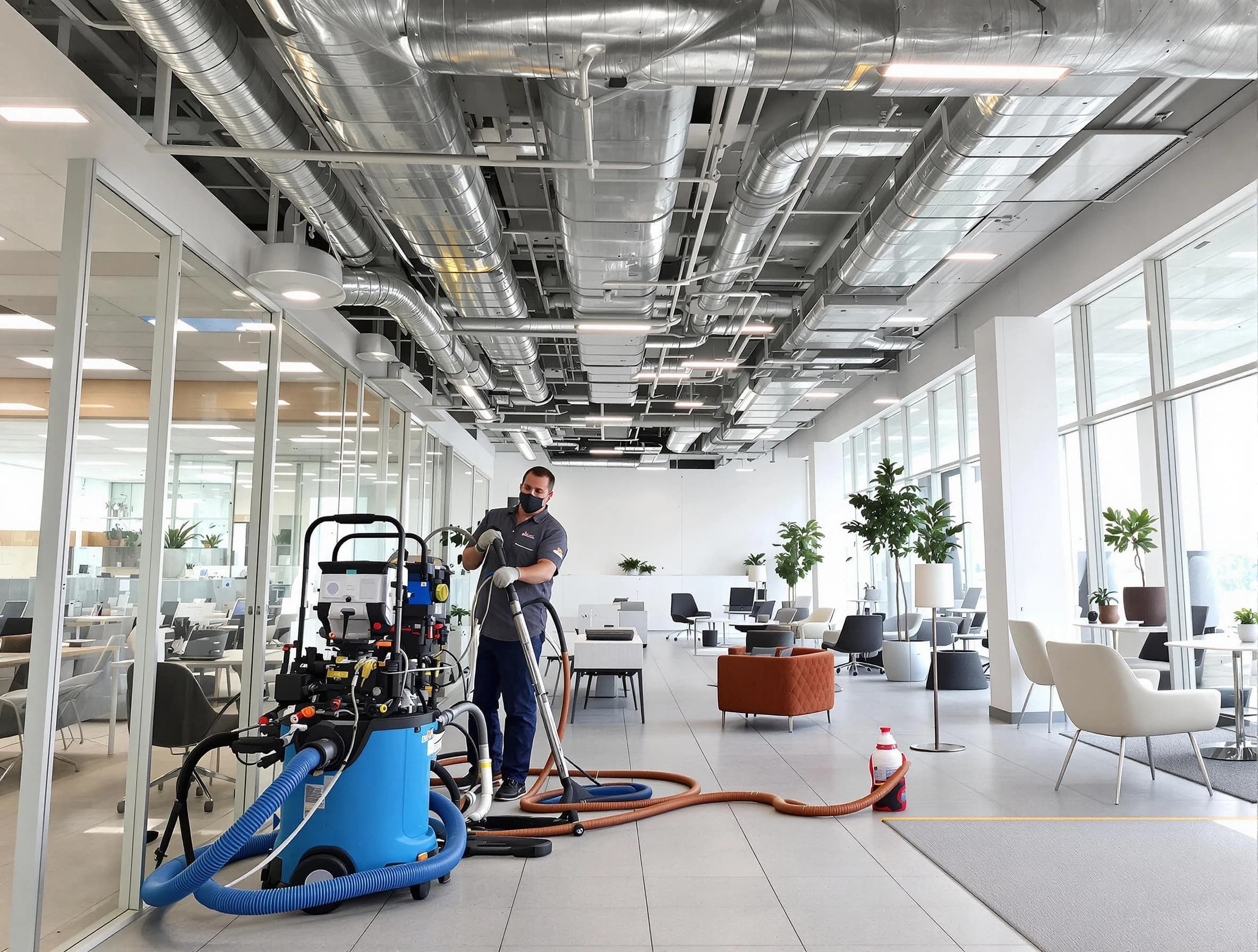 Indio Air Duct Cleaning team conducting comprehensive commercial duct cleaning at a business location in Indio